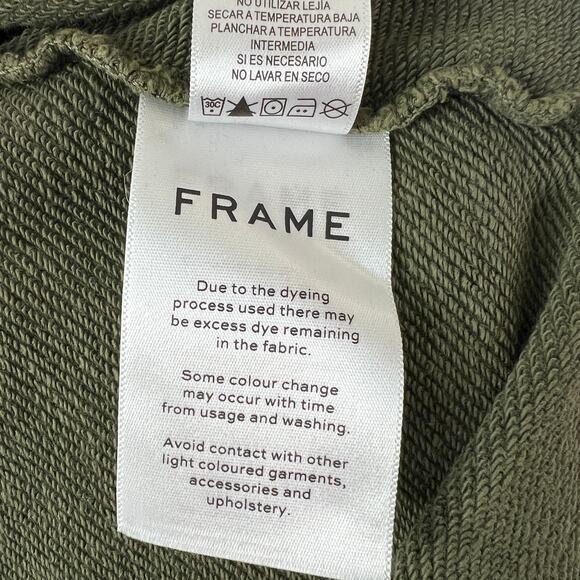 FRAME Cropped Easy Hooded Sweatshirt Vintage Forest Green Pima Cotton Size M - Picture 9 of 10